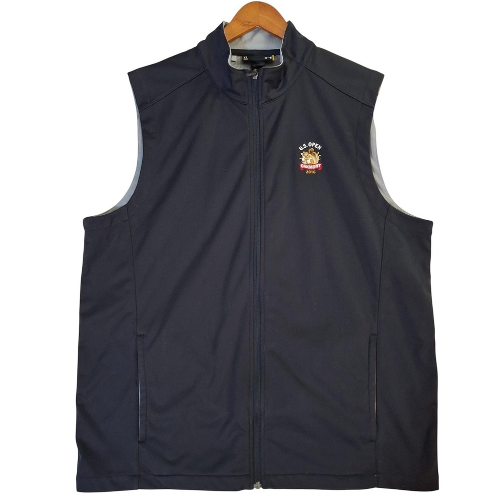 Under Armour Golf Mens XL Black U.S. Open Oakmont 2016 Full Zip Vest Sleeveless